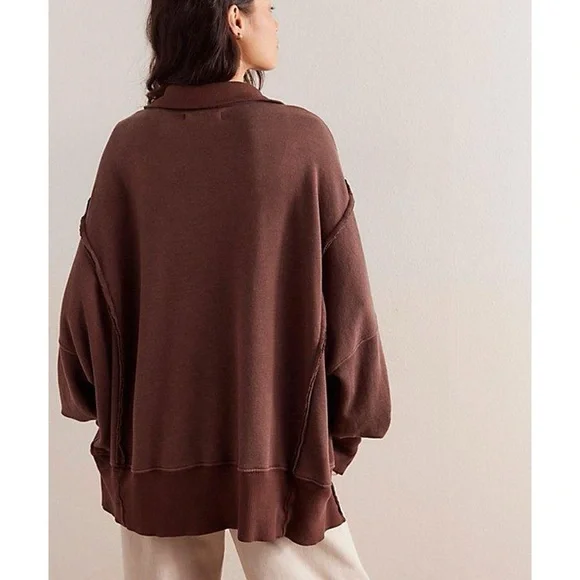 Free People We The Free Camden Sweatshirt Henley - Picture 2 of 5